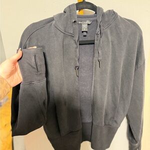 Athleta Black Full-Zip Hoodie with Hood